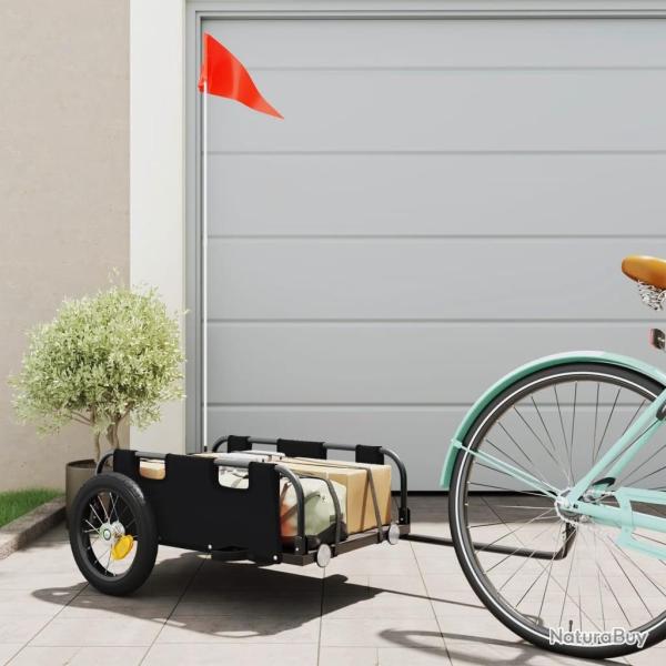 Remorque de vlo noir tissu oxford et fer alsavelo