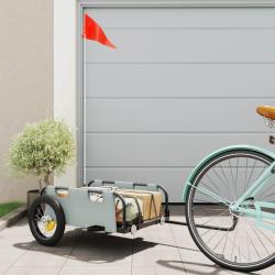 Remorque de v&eacute;lo gris tissu oxford et fer