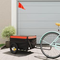 Remorque de v&eacute;lo noir et orange 30 kg fer alsavelo