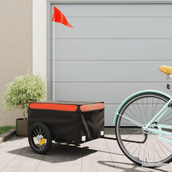 Remorque de v�lo noir et orange 30 kg fer