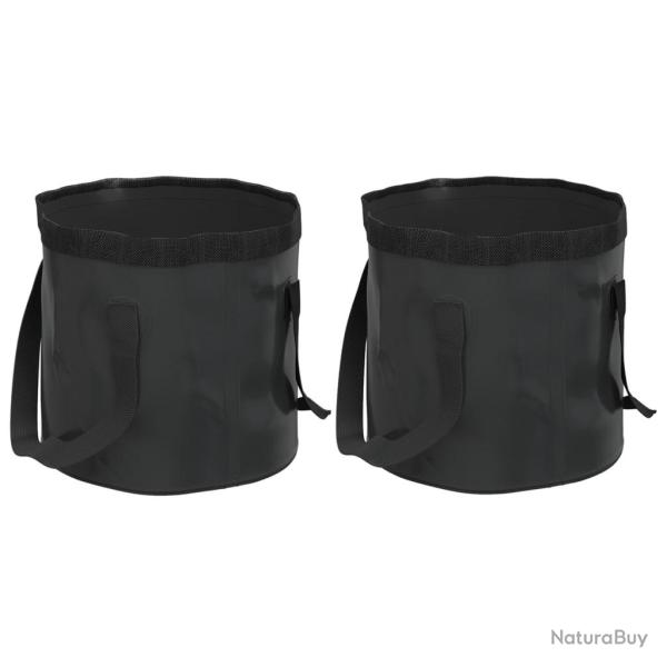 Seaux pliables 2 pcs noir 30 L PVC alsavelo