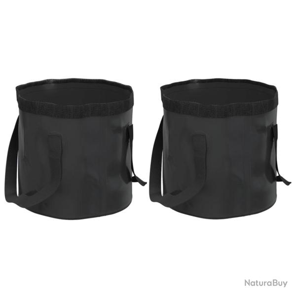 Seaux pliables 2 pcs noir 20 L PVC alsavelo