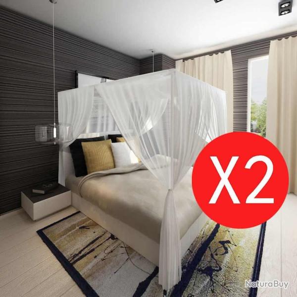 Moustiquaire de lit carr� 3 ouvertures 2 pcs
