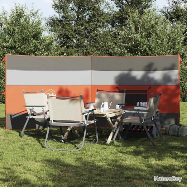 Brise-vent de camping gris et orange 340x130 cm imperm�able