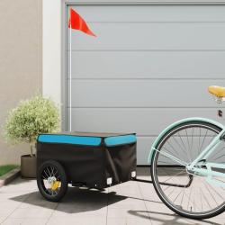 Remorque de v&eacute;lo noir et bleu 30 kg fer