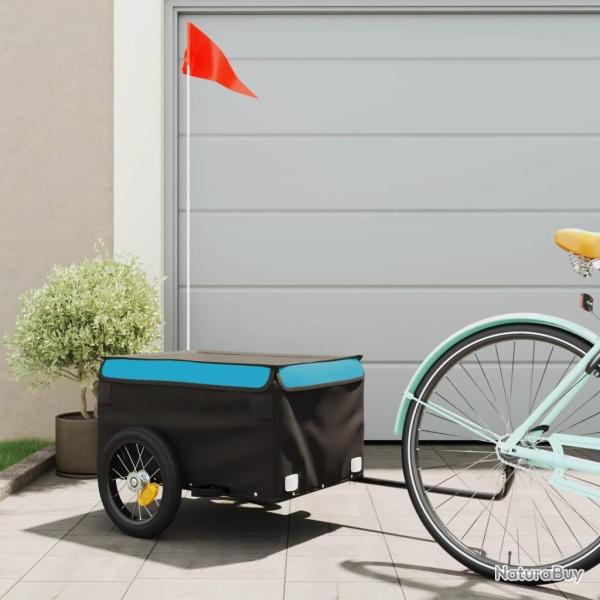 Remorque de v�lo noir et bleu 30 kg fer