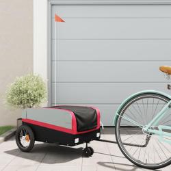 Remorque de v&eacute;lo noir et rouge 30 kg fer