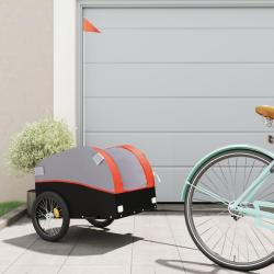 Remorque de v&eacute;lo noir et orange 30 kg fer