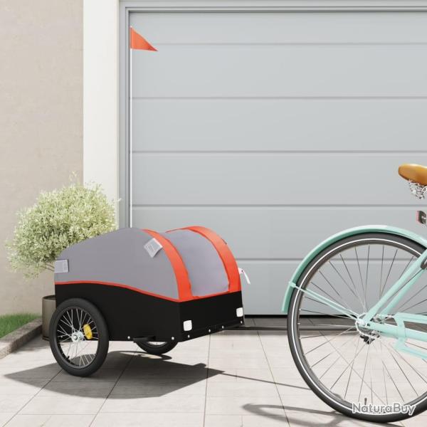 Remorque de v�lo noir et orange 30 kg fer