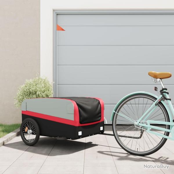 Remorque de v�lo noir et rouge 45 kg fer