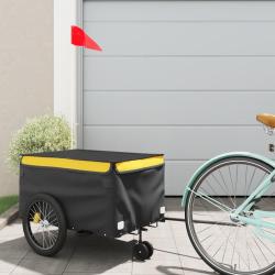 Remorque de v&eacute;lo noir et jaune 30 kg fer