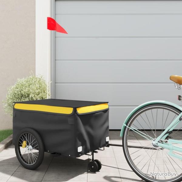 Remorque de v�lo noir et jaune 30 kg fer