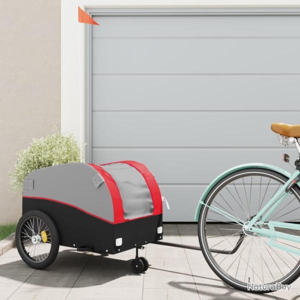 Remorque de v�lo noir et rouge 45 kg fer