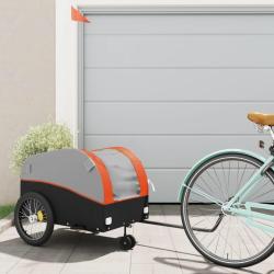 Remorque de v&eacute;lo noir et orange 45 kg fer