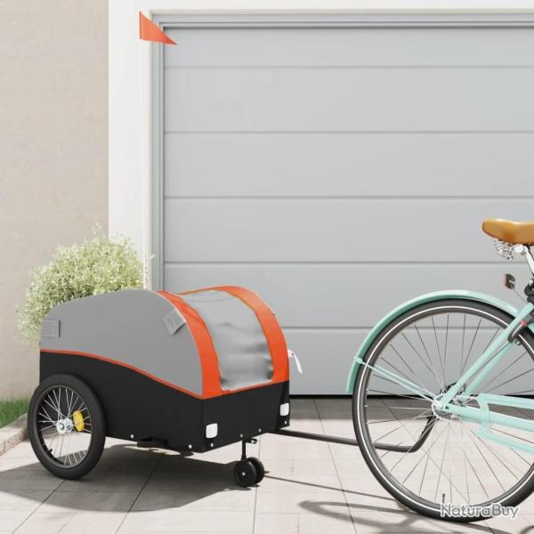 Remorque de v�lo noir et orange 45 kg fer