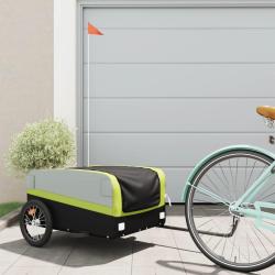 Remorque de v&eacute;lo noir et vert 45 kg fer