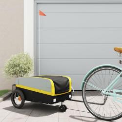 Remorque de v&eacute;lo noir et jaune 30 kg fer