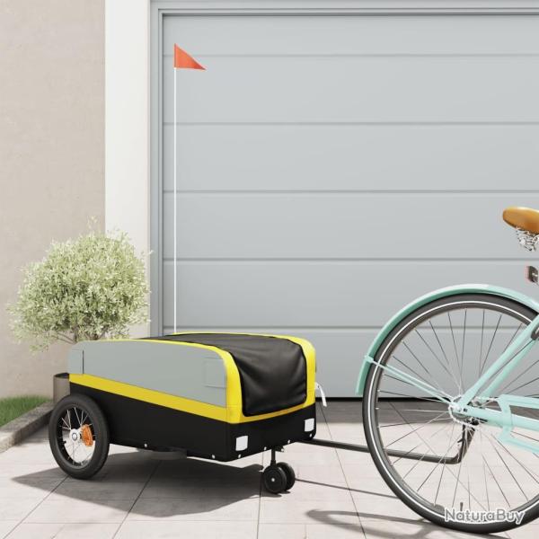Remorque de v�lo noir et jaune 30 kg fer