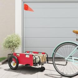 Remorque de v&eacute;lo rouge tissu oxford et fer