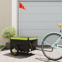 Remorque de v&eacute;lo noir et vert 30 kg fer