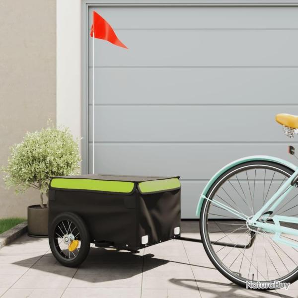 Remorque de v�lo noir et vert 30 kg fer