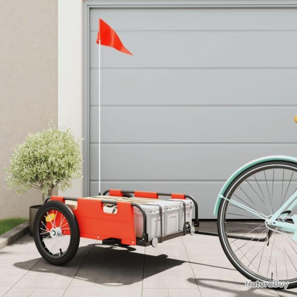 Remorque de v�lo orange tissu oxford et fer