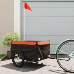 Remorque de v&eacute;lo noir et orange 45 kg fer