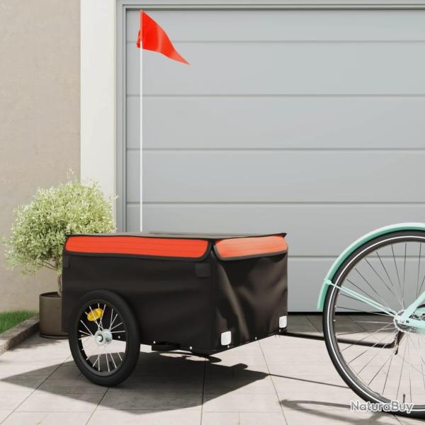 Remorque de v�lo noir et orange 45 kg fer