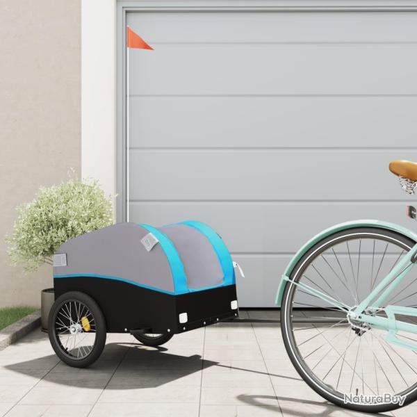 Remorque de v�lo noir et bleu 30 kg fer