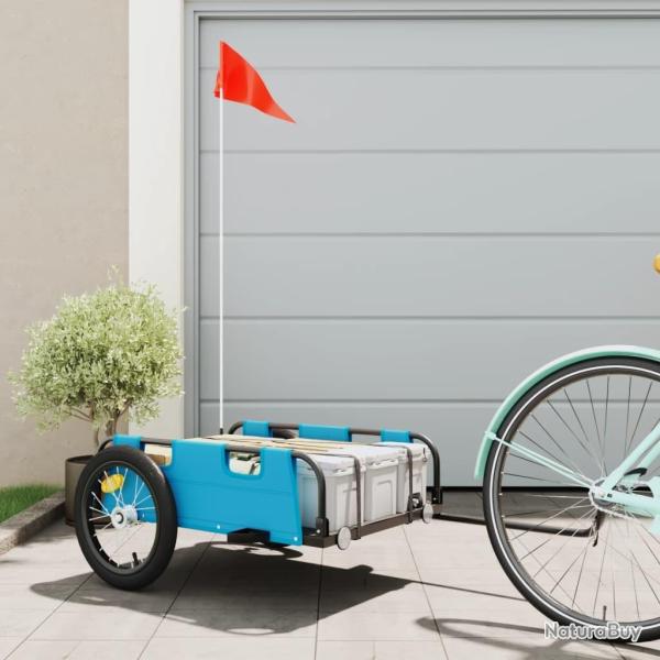 Remorque de v�lo bleu tissu oxford et fer