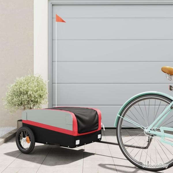 Remorque de v�lo noir et rouge 30 kg fer