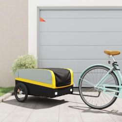 Remorque de v&eacute;lo noir et jaune 45 kg fer