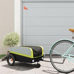Remorque de v&eacute;lo noir et vert 30 kg fer