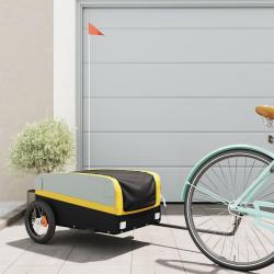 Remorque de v&eacute;lo noir et jaune 30 kg fer
