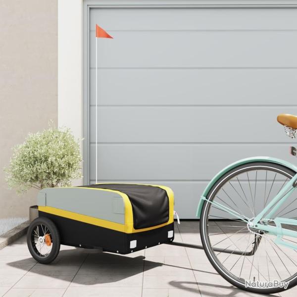 Remorque de v�lo noir et jaune 30 kg fer