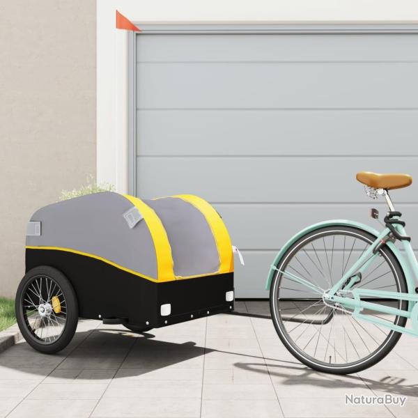 Remorque pour v�lo noir et jaune 45 kg fer