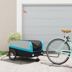 Remorque de v&eacute;lo noir et bleu 45 kg fer