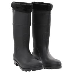 Bottes de pluie avec chaussettes amovibles noir PVC