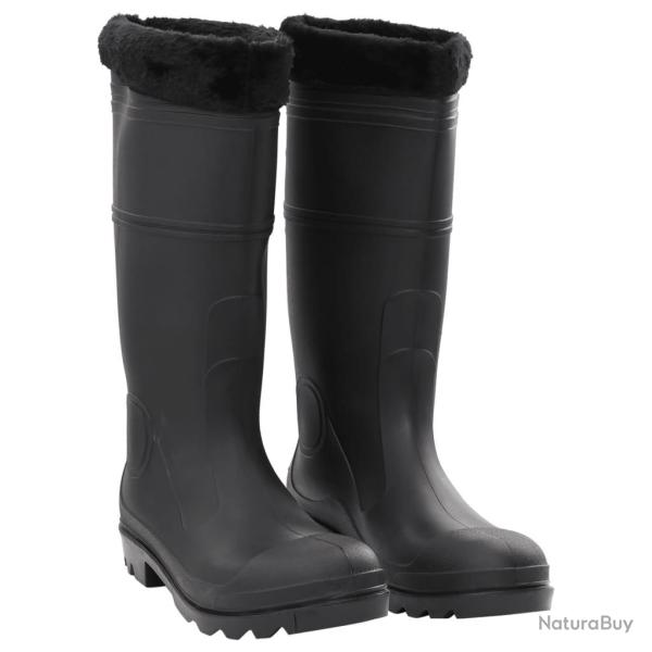 Bottes de pluie avec chaussettes amovibles noir PVC