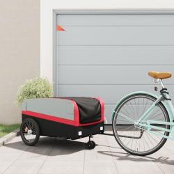 Remorque de v&eacute;lo noir et rouge 45 kg fer