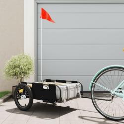 Remorque de v&eacute;lo noir tissu oxford et fer