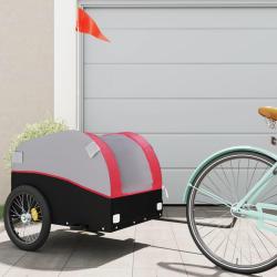Remorque de v&eacute;lo noir et rouge 45 kg fer