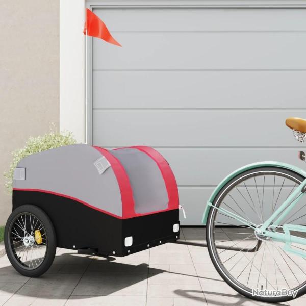 Remorque de v�lo noir et rouge 45 kg fer
