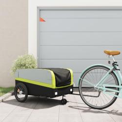 Remorque de v&eacute;lo noir et vert 45 kg fer