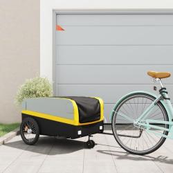 Remorque de v&eacute;lo noir et jaune 45 kg fer