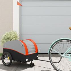 Remorque de v&eacute;lo noir et orange 30 kg fer