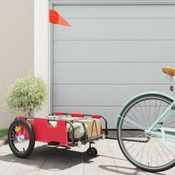 Remorque de v&eacute;lo rouge tissu oxford et fer