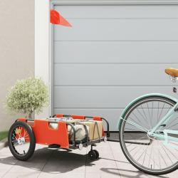 Remorque de v&eacute;lo orange tissu oxford et fer
