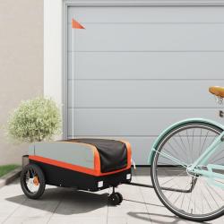 Remorque de v&eacute;lo noir et orange 30 kg fer