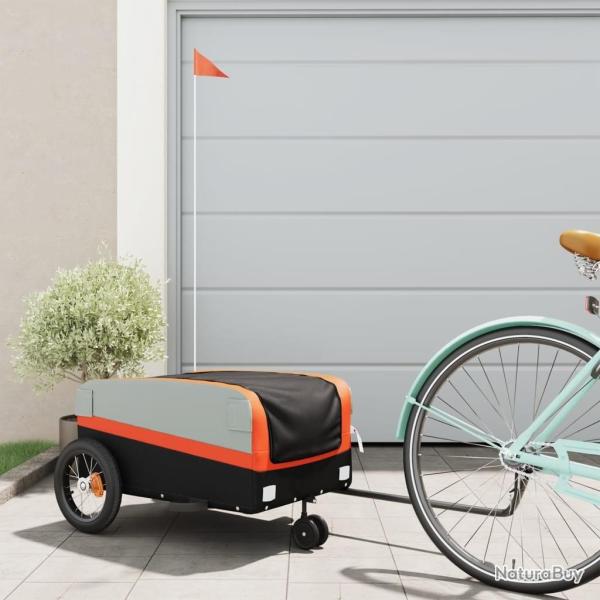 Remorque de v�lo noir et orange 30 kg fer